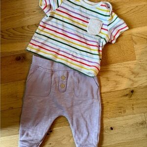 Baby Boden mini Boden Striped Baby Outfit with Pocket Tee and Pants